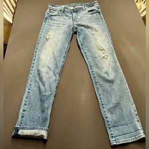 KUT Catherine Boyfriend Light Blue DISTRESSED Denim Jeans